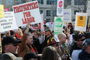 Workers fighting for workers rights in the 2011 Wisconsin uprising. Source: Marc Tasman