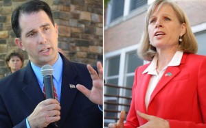 Scott Walker and Mary Burke. Source: Journal Sentinel files, Associated Press