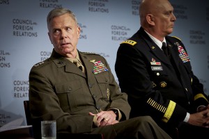 Gen. James F. Amos of the Marine Corps participates in the Joint Chiefs' address to the Council on Foreign Relations (CFR) in New York on May 8, 2013. (Photo: Sgt. Mallory S. VanderSchans / defenseimagery.mil)