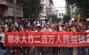 Protesters on the streets of Linshui (Photo: telegraph.co.uk)