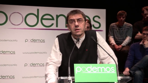 Juan Carlos Monedero speaks at a Podemos presentation in Madrid on January 16, 2014. (Photo by Podemos)