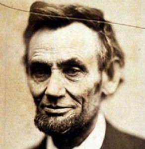 Detail from a photograph of Abraham Lincoln, taken a month before his second inauguration, by Alexander Gardner, 1865, courtesy of The National Portrait Gallery, Smithsonian Institution