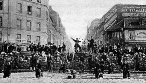 Workers at a barricade in the Paris Commune, 1871