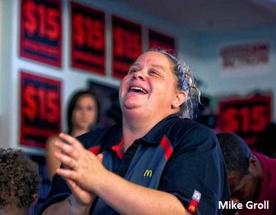 Fast Food Worker Celebrates