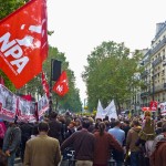 New Anti-capitalist Party (NPA) during a demonstration against pension reform in October 2010, in Paris